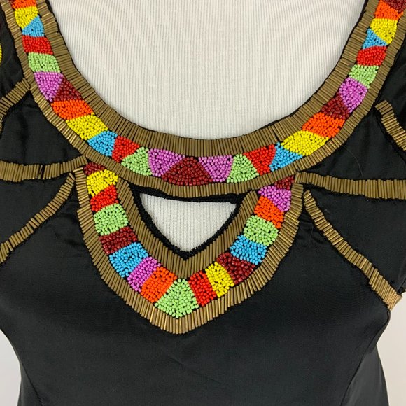 Yoana Baraschi Black Rainbow Beaded Y2K Tank Top Size 6 - Picture 10 of 16